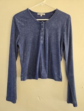 Blue Long-Sleeve Henley Shirt
